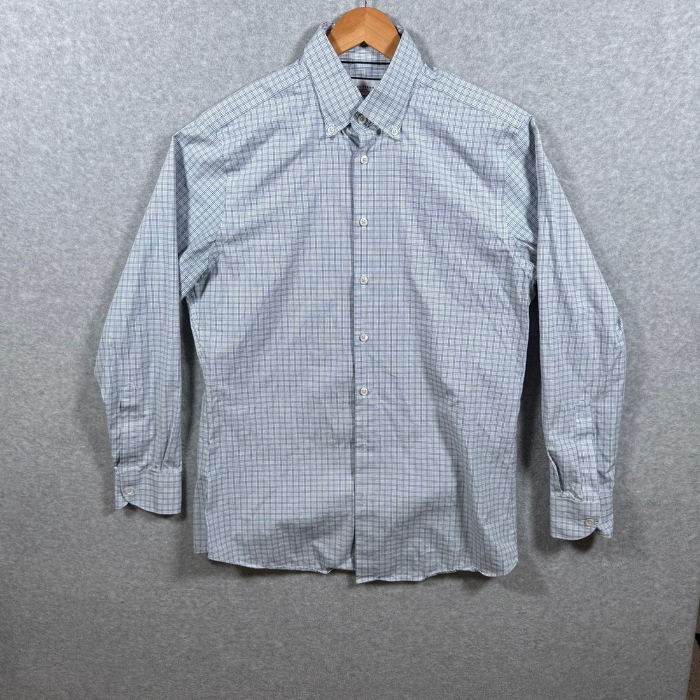 Charles Tyrwhitt Slim Fit Non-Iron Dress Shirt Mens 16/35 Blue White Check